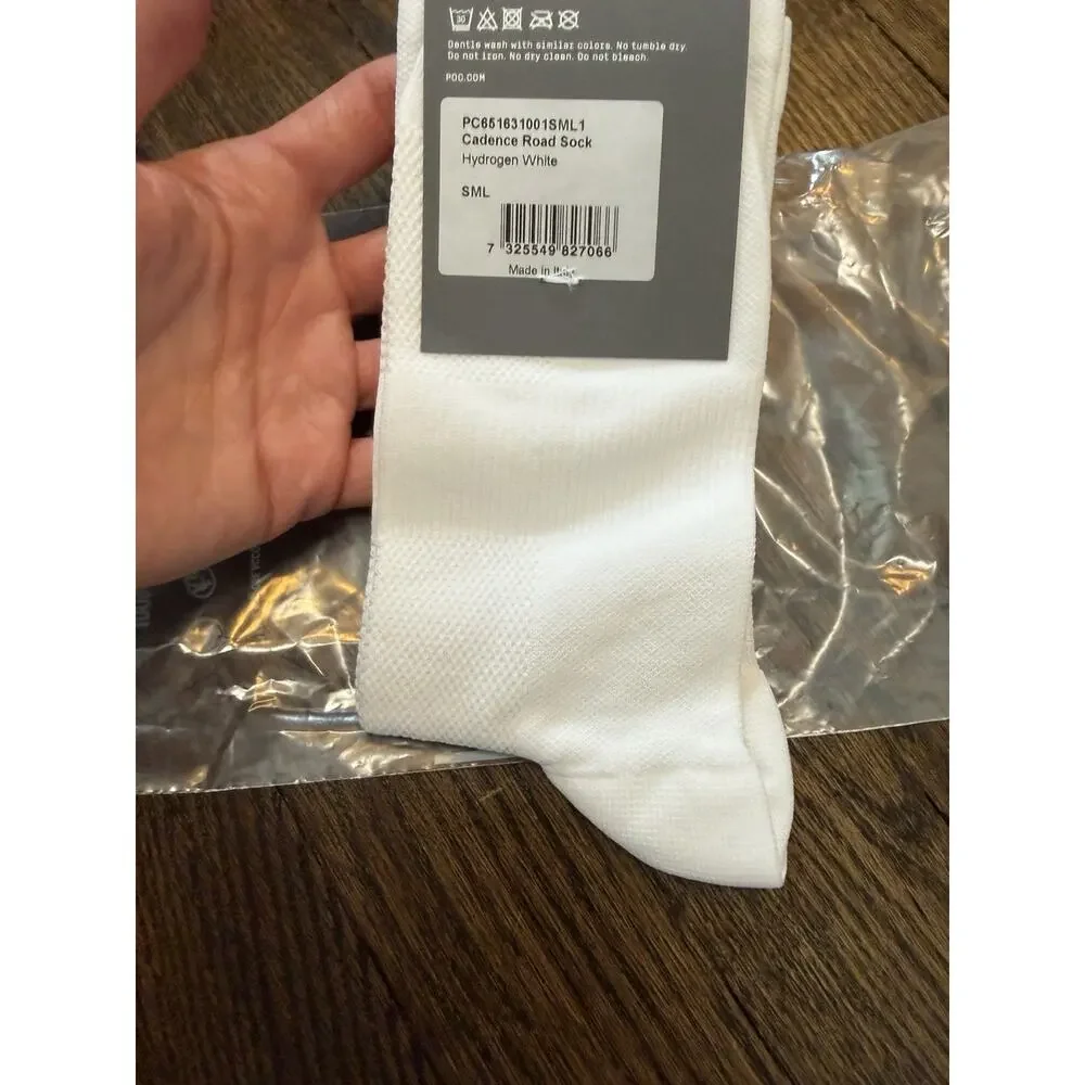 POC White Cadence Road Cycling Sock Men's Sz S 5-7 NWT